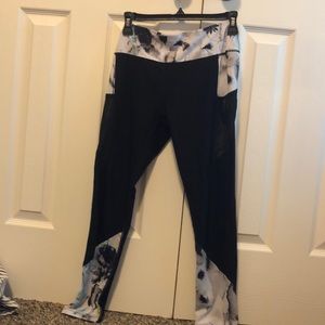 Watercolor flower print Leggings with mesh pockets